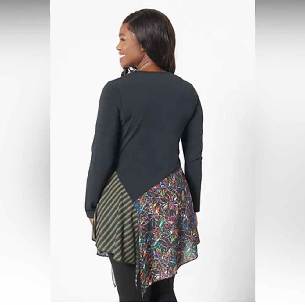 Truth + Style Mix Media Printed Chiffon Midi Dress Abstract A455526